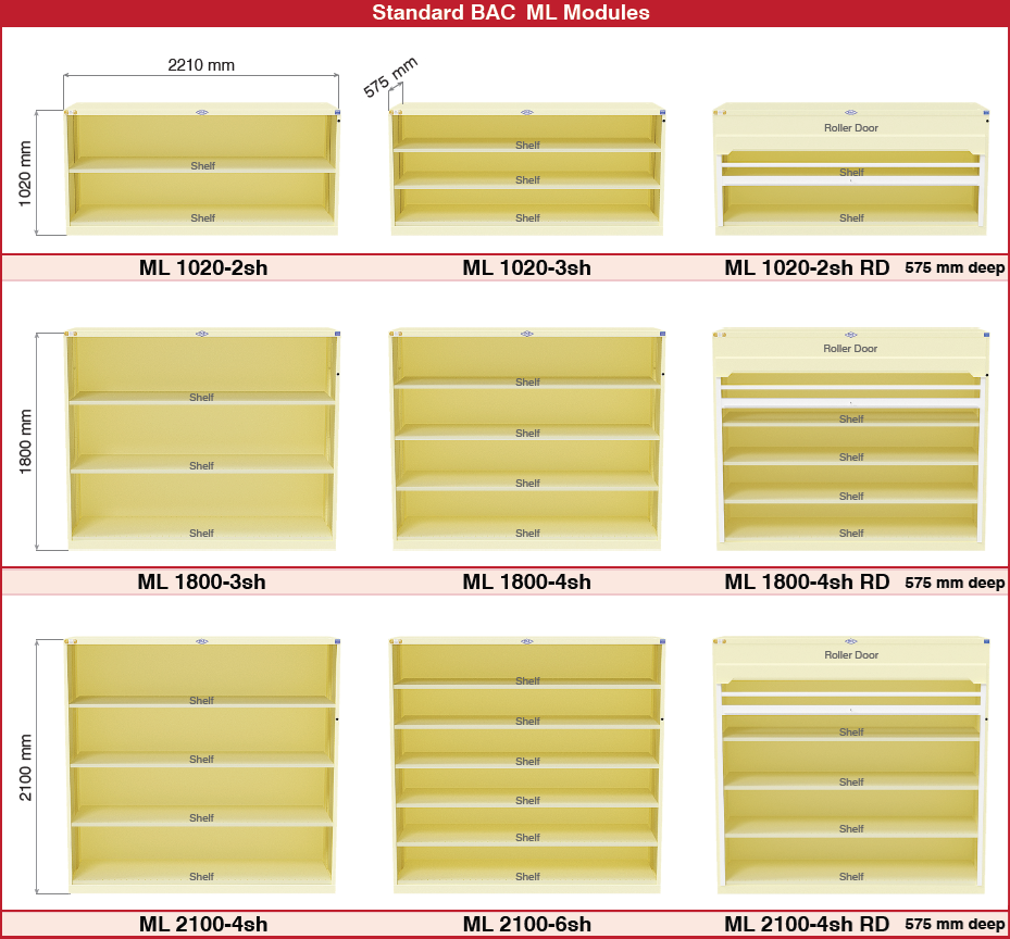 Standard ML Series Longspan Shelving Module Configurations