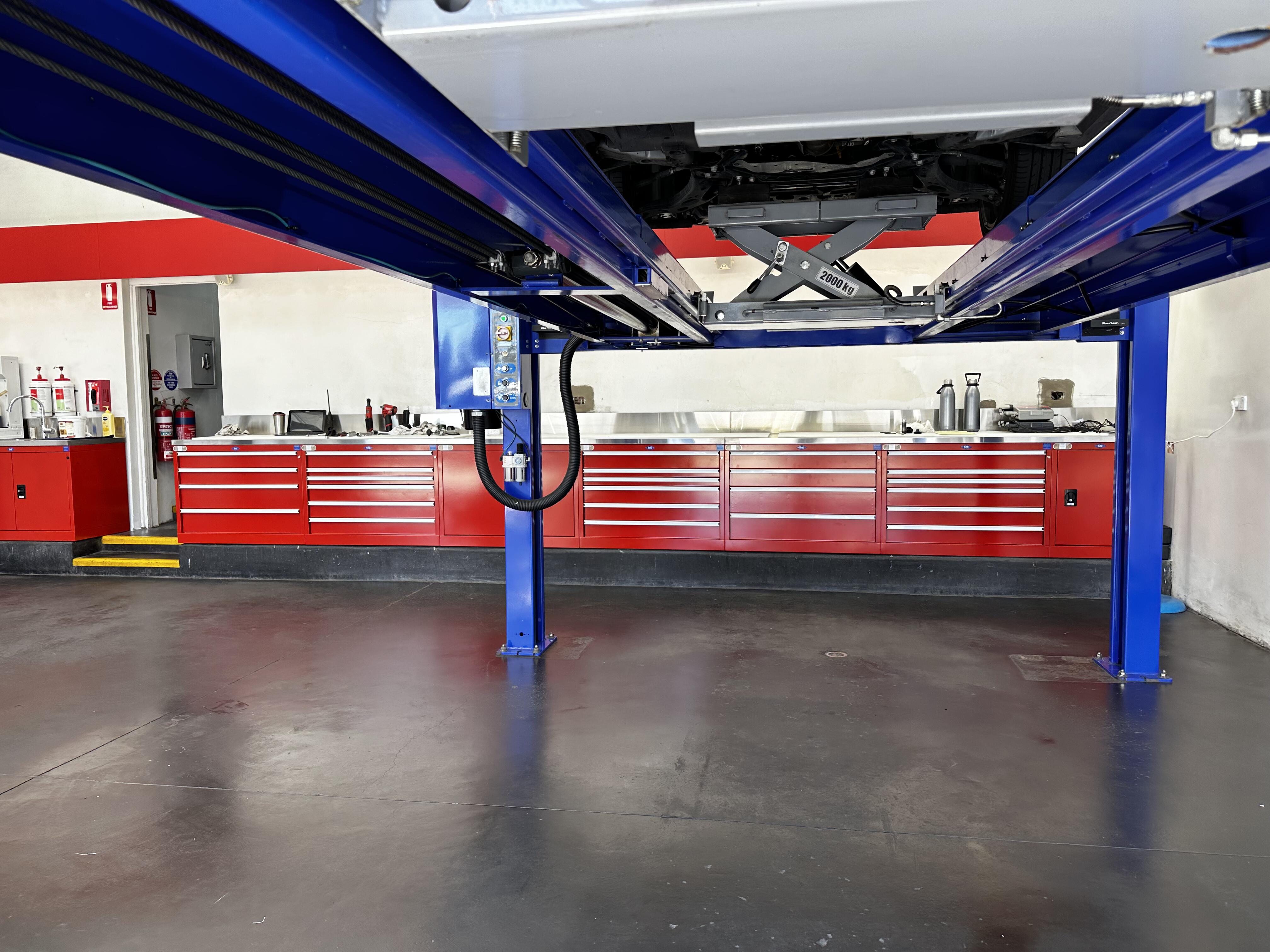 BAC Workbenches making best use of awkward spaces in a mechanic's workshop