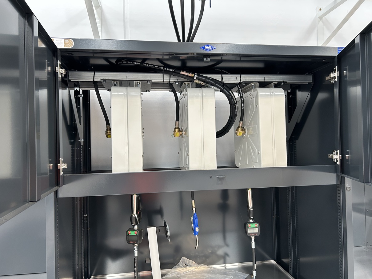 BAC Integrated Service Cabinets, showing the Reels mounted on a BAC Universal Reel Bracket and service access