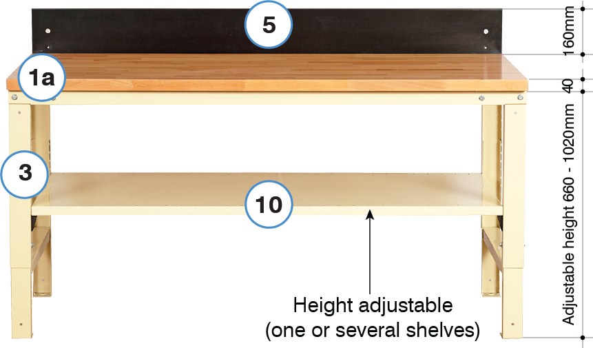 P Series Workbench with Shelf Under