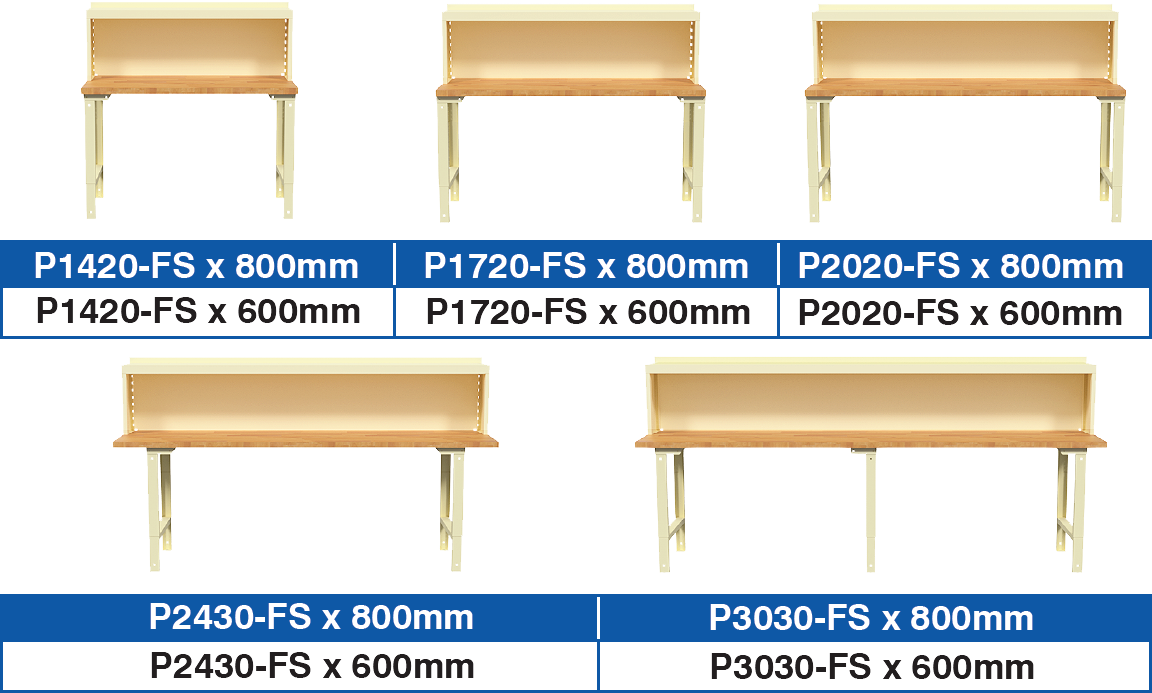 BAC Workbenches Type "P–FS" Dimensions
