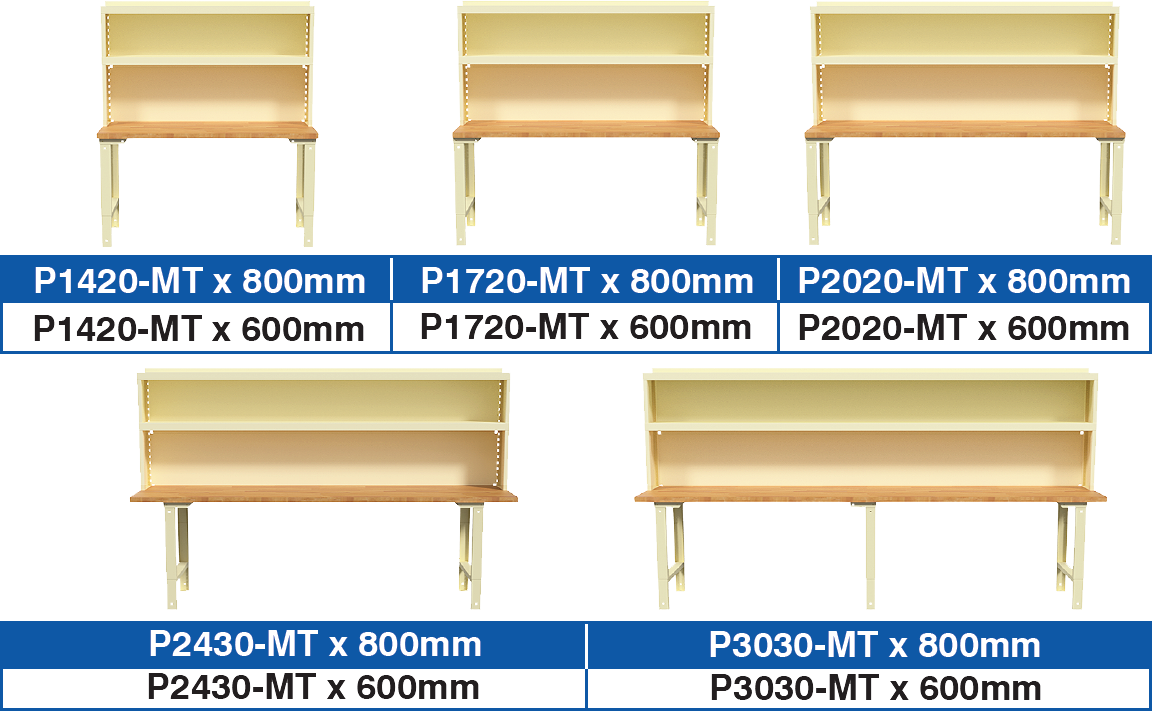 BAC Workbenches Type "P–MT" Dimensions