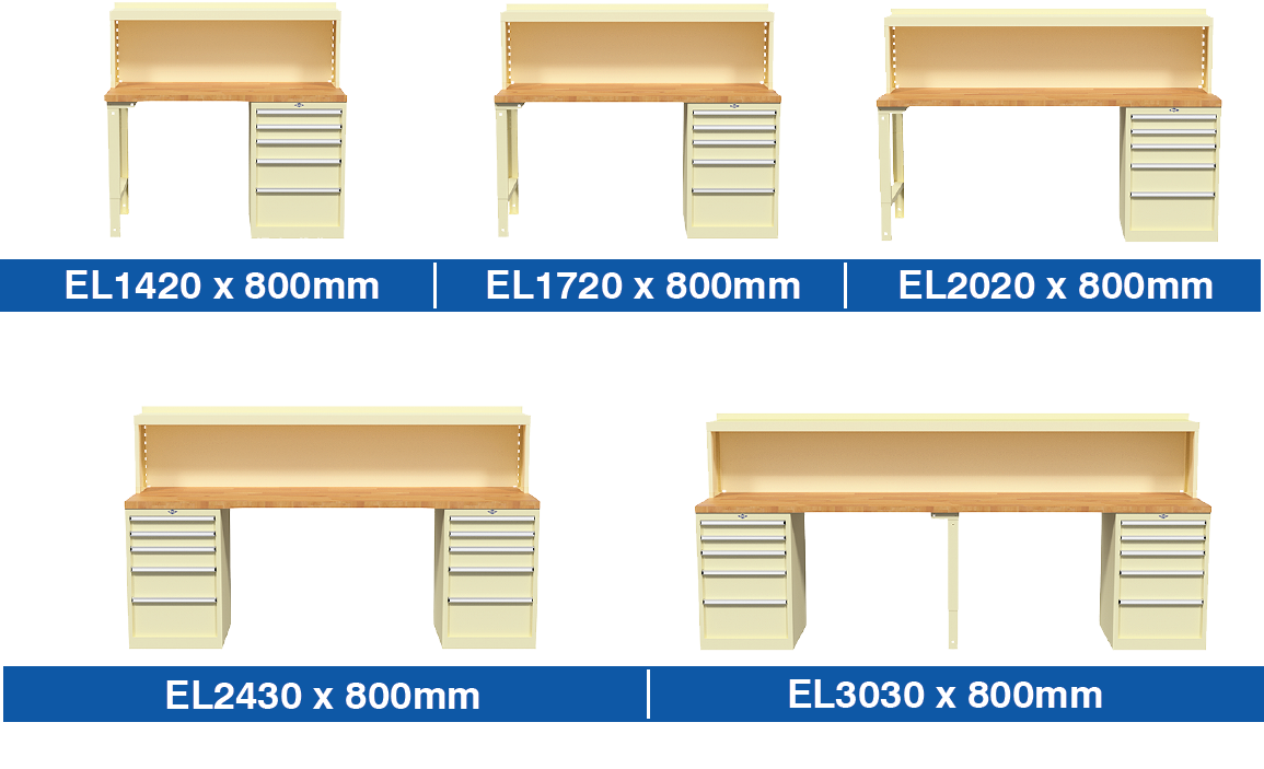 BAC Workbenches Type "P–MT" Dimensions