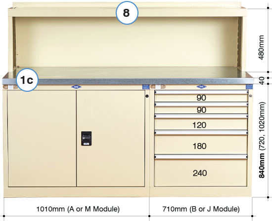 BAC Workstation with Fixed Shelf