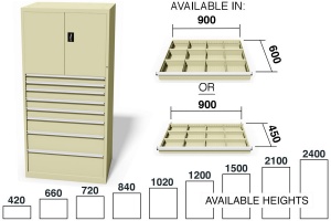 Top Door Cabinets,  Spare Parts Drawers with Cupboard