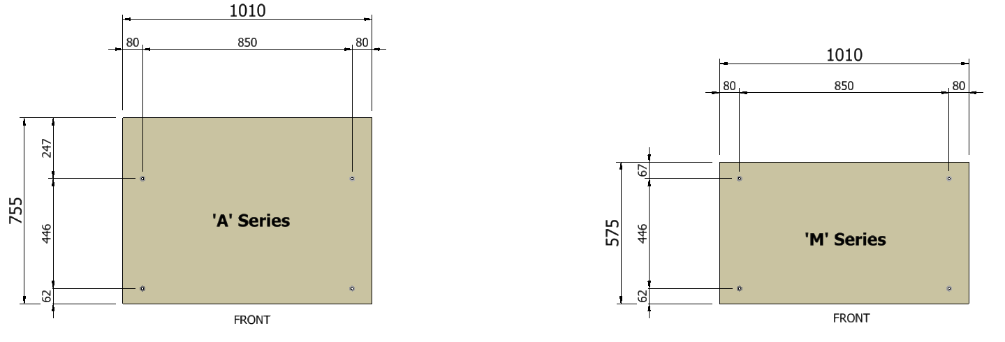 BAC A & M Modules Length and Width Dimensions Diagram