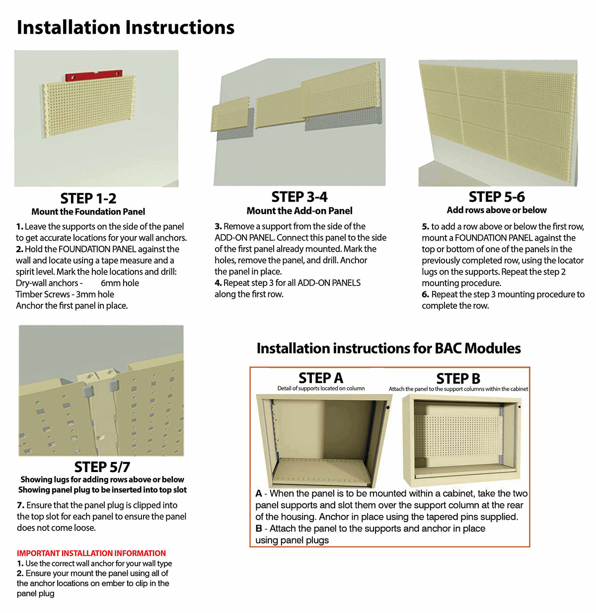 BAC Wall Panel Installation Instructions