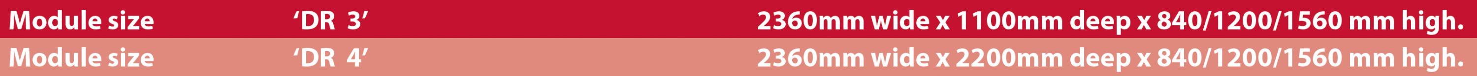 BAC DR3 & DR4 Modules Size Table