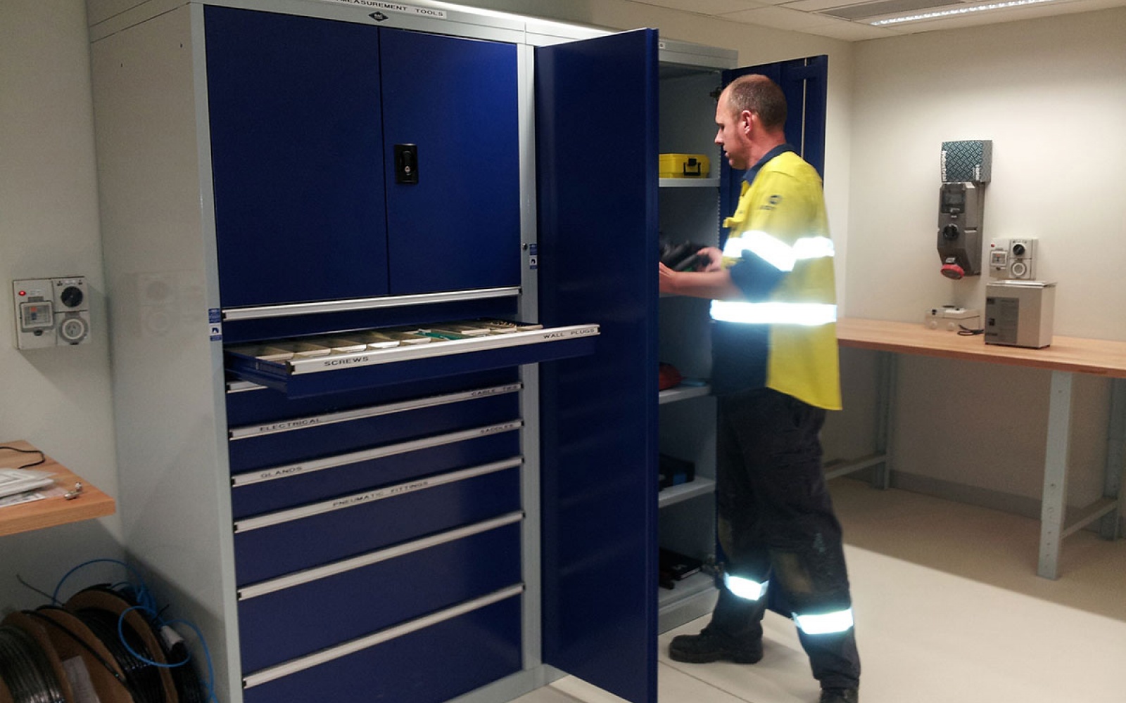 Storage modules with Lockable Double Doors for Small Parts Storage
