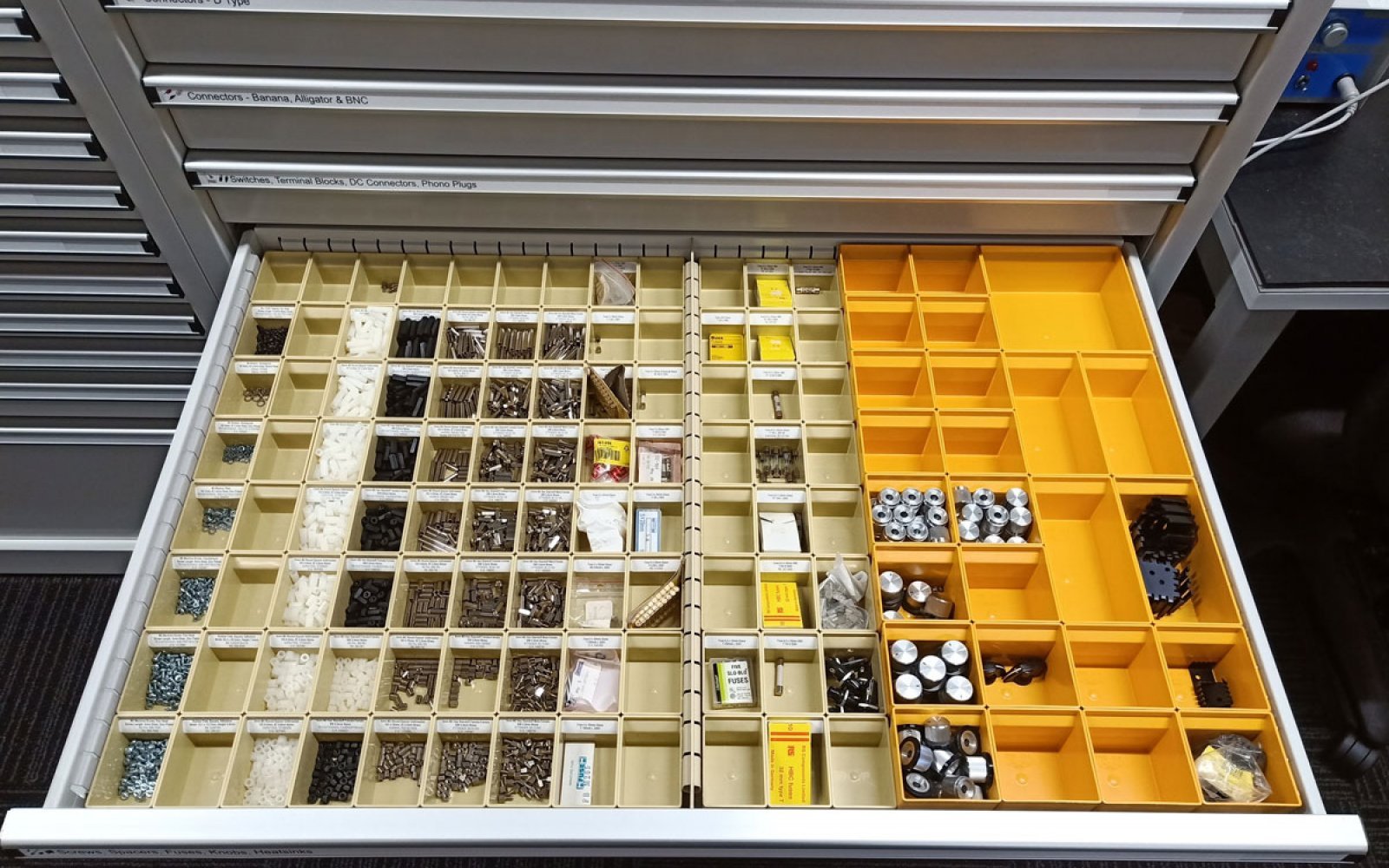 high density drawer storage for small parts