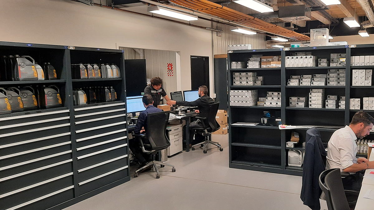 BAC Systems tool trolley being used in a motorbike workshop