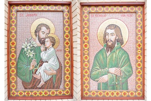 B & C)  Saint Joseph with baby Jesus (left) and Saint Nicholas von Flüe (right)