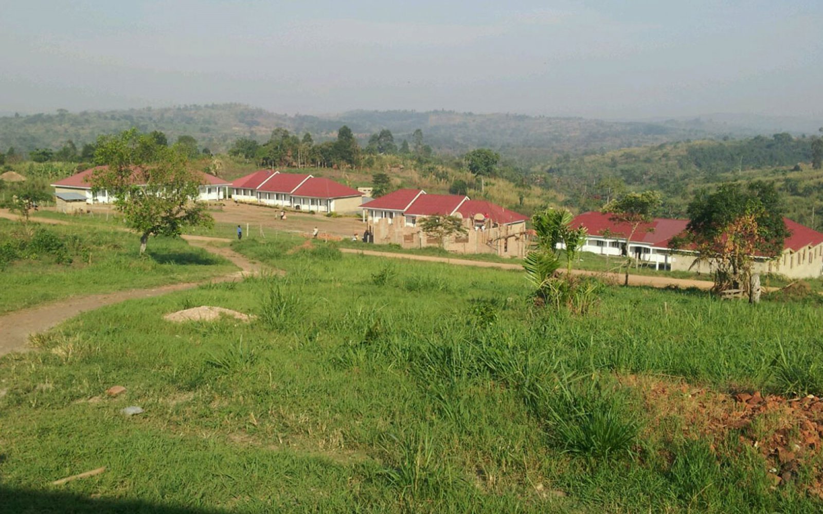 The buildings of the Kagoma Trade School from up on the hill